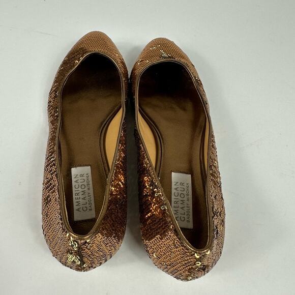 Badgley Mischka American Glamour Copper Sequined Flats - Picture 4 of 6